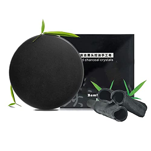Jabón removedor de espinillas de carbón de bambú, jabón hecho a mano de carbón de bambú (1pc)