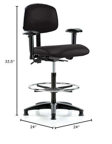 Image of Perch Task Chair with Foot Ring, Glides, 25 inch-34.5 inch, Black Vinyl