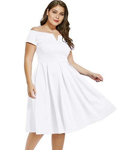 LALAGEN Women's Plus Size Vintage 1950s Party Cocktail Wedding Swing Midi Dress3