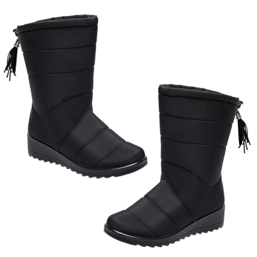 Bottines neige pour femme imperméables avec semelles épaisses anti-glisse