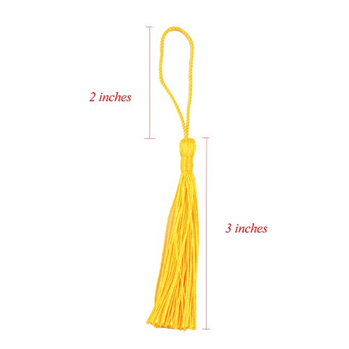 Image of Makhry 100 Pieces Bookmark Tassels 13cm /5 Inch Colorful Silky Tassels with Loop Handmade Tassels for Crafts Jewelry Making DIY Art Projects School Supply 10 Colors((Mixed 2 Dark)