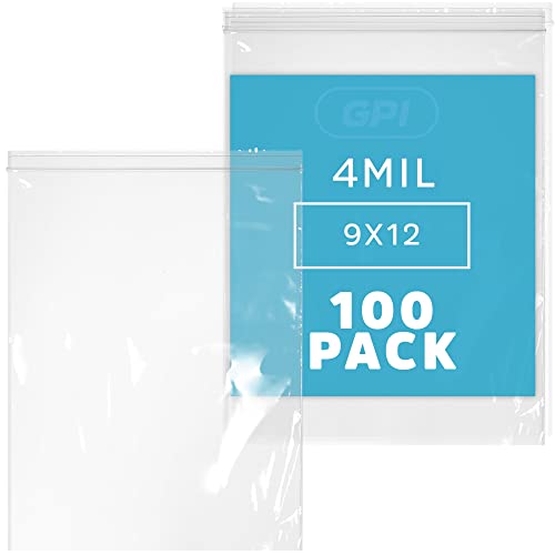 9" x 12" Heavy-Duty Zip Bags - 1000 Count - Clear Plastic Reclosable Zipper Baggies, 4 Mil Thick Freezer Storage Poly Bags for Packaging A4 Letter Sized Paper, Food, Tools & Sharp Objects.