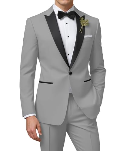 Wangyue Mens Suit 2 Piece Slim Fit Tuxedo Suits for Men Wedding Formal Business Suit Party Dinner