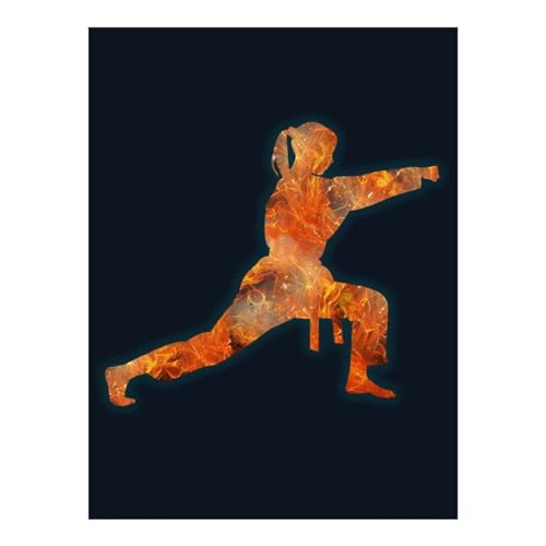 POLIUAWS Kampfkunst-Feuerdiamant-Malsets für Erwachsene zur Wanddekoration – Entspannender Spaß! 5D-DIY-Kristallkunst mit Diamanten, Edelsteinkunst, 30 x 40 cm (12 x 16 Zoll) Diamantmalerei