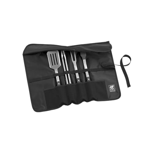 ZWILLING BBQ GrillOptimalck-Set, 5-TLG, Grillwerkzeug mit Rolltasche, Grillwender, zange, Gabel, Pinsel, extralange Griffe, Spümaschinengeeignet, Edelstahl ZWILLING BBQ GrillOptimalck-Set, 5-TLG, Grillwerkzeug mit Rolltasche, Grillwender, zange, Gabel, Pinsel, extralange Griffe, Spümaschinengeeignet, Edelstahl