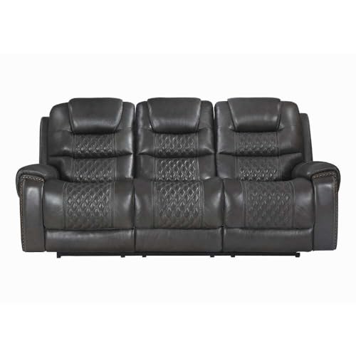 Image of Torque - Mikkel Leatherette Recliner Sofa 3 Seater Manual- Grey | Three-Seater Recliner Couch Chair | Triple 3 Seater Recliner Sofa for Living Room 1 Year Warranty