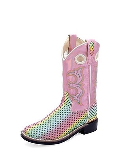 Old West Boots Kids' All Over Leatherette Material Broad Square Toe Boots (Toddler/Little