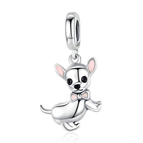 Joyería dijes de plata de ley 925 dijes de animales con cuentas de perro F para pulsera