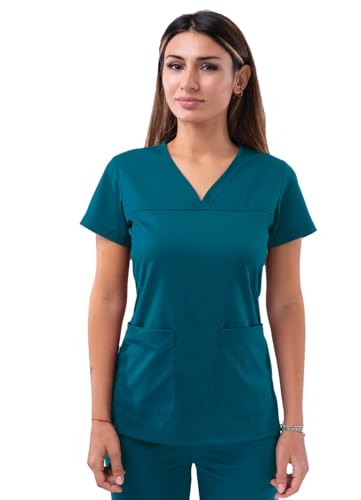 Tunique Adar Pro Scrubs for Women, Encolure cœur, P4210, Bleu des Caraïbes, M