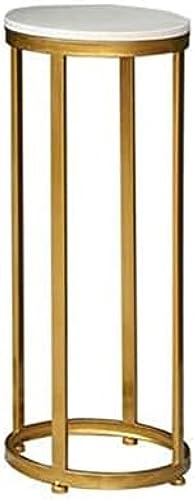 Moderna mesa auxiliar redonda de mármol de 60/80/100 cm de alto, elegante mesita de noche con base de metal para sala de estar, balcón, pasillo, 28 x 28 x 80 cm