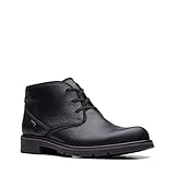Clarks Men's Morris Peak Waterproof Chukka Boot, Black Tumbled Leather, 9.5
