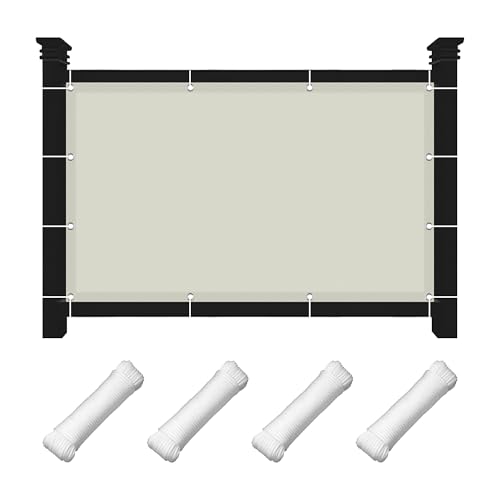 Filet d'ombrage 1x10m imperméable blanc cassé avec corde pour terrasse et balcon