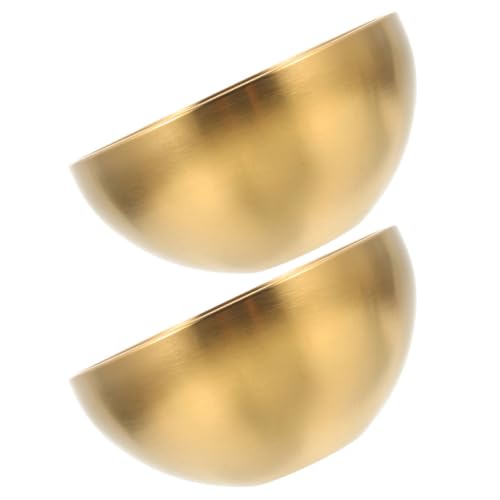 VALICLUD 2 piezas Cuencos de Acero Inoxidable Tazones Dorados para Ensalada y Frutas Bowl para Servir y Mezclar Aptos para Snacks y Postres Diseño Apilable y Ligero Utensilios Cocina