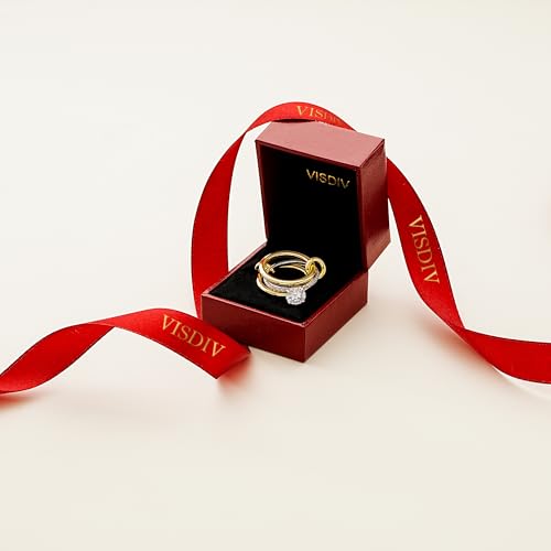 1CT Sterling Silver Engagement Rings Interlocking AAAAA Cubic Zirconia CZ Wedding Multi Ring Mixed Metals Stack Rings Set Silver/Gold Size 5-102