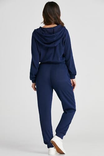 ZhiHiMeRi Roupa coordenada para exercícios e uso casual – Design de malha canelada, Azul marinho, (U