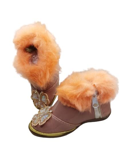 Baby Walk NC Girl Boat Zip & Hair Shoes Age from 10 Month to 7 Year, Special & Comfort Zip Hairy Shoes for Baby Girls Angels Shoes. Coral
