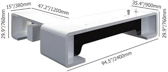 Modern L-Shaped Executive Desk with Drawers and Storage, White, for Home Office