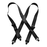 Holdup Suspender Company's All black No-buzz Airport Friendly X-back Suspenders with Patented composite plastic Gripper Clasps