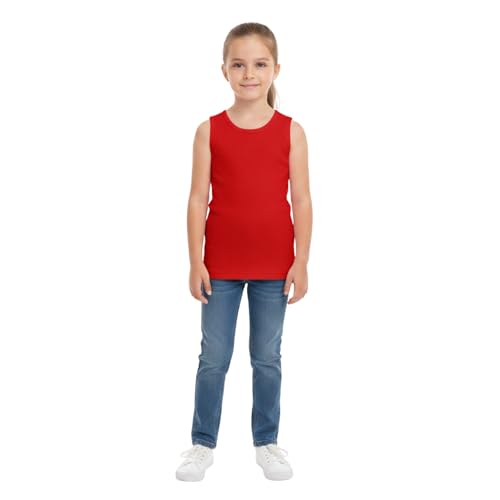 A2Z 4 Kids Girls Ribbed Vest Top 100% Cotton Stylish Top Summer Comfortable Fashion - Vest 002 Red 11-12
