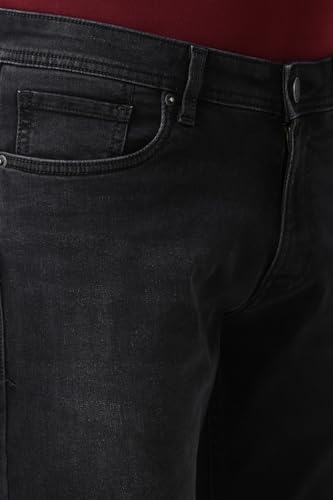 Image of Peter England Men's Slim Tapered Jeans | Denim Mid Wash | Casual Wear | Modern Fit