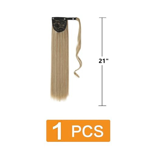 prinfantasy Hair Extension Sandy Hair Ponytail Hair Piece for Women 22 Inches Long Straight Wrap Around Ponytail Tie Hair Extensions One Piece Wigs for Women MW120 - Image 2