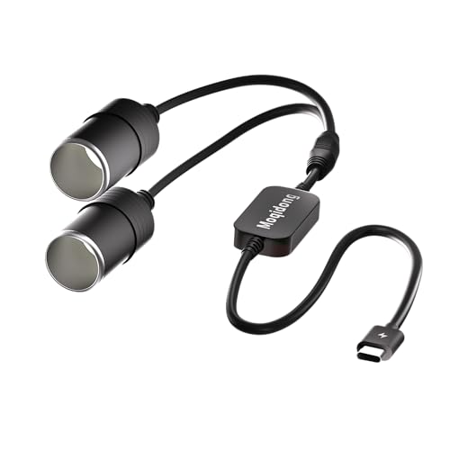 USB C to Cigarette Lighter Adapter 36W: PD3.0 2-Socket USB C to 12V Adapter 3A Type C Male to Cigarette Lighter Female Dual Socket for Dashcam Radar Fan Recorder GPS E Dog