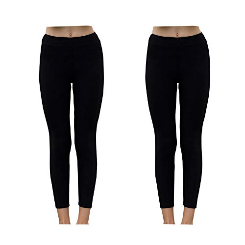 Veskaoty Girls’ Leggings - Stretchy High Waist Ankle Length Soft Pants for Kids and Toddlers - Pack of 2