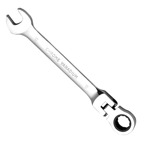 Solbrezeni 17mm Ratchet Spanner 72-Tooth Ratchet Spanner Polished Chrome Finish DIY Hand Tools Ratchet Spanner Set Precision Gear 180 Pivot Head