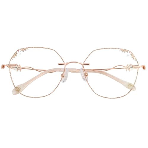 Image of GUDVUE Rimless Blue Light Glasses, Computer Glasses, Anti Glare /UV400 /Eye Strain (Rimless Polygon Rose Gold)