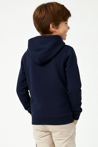 Image of Boys Hooded Sweatshirt, America Print, Cotton Blend, Long Sleeve, Navy Blue /Pink /Orange, Regular Fit