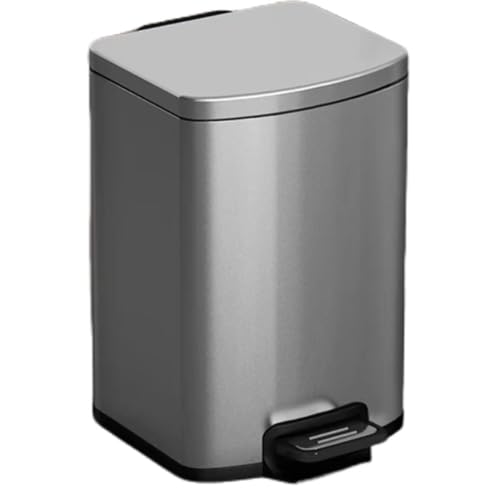 Poubelle en acier inoxydable avec couvercle à fermeture lente luxe gris 7L