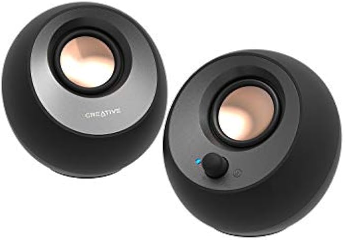 Creative Pebble V3 Minimalistic 2.0 USB-C Desktop Speakers with USB Audio, Clear Dialog Enhancement, Bluetooth 5.0, 8W RMS with 16W Peak Power, USB-A Converter Included (Black)