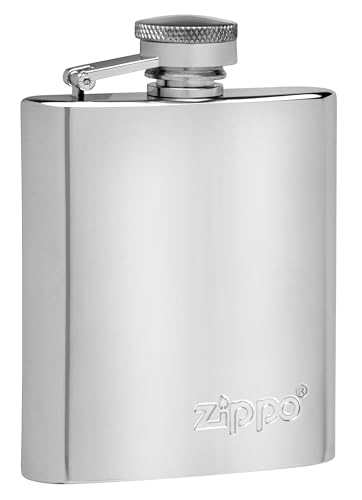 Zippo Flachmann Edelstahl - Silber - 177 ml - Poliert - Ideal für Wandern und Outdoor Aktivitäten