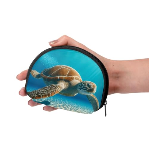 Portable Coin Purse Turtle-Swimming-Sea Mini Zippered Money Pouch Card Holder3