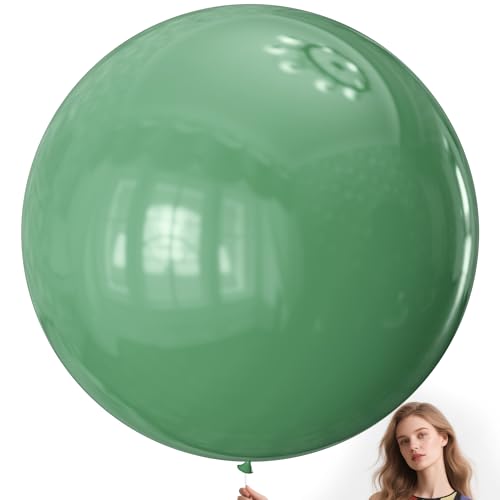 Image of Sage Green Balloons 9pcs 36 Inch Extra Large Big Jumbo Giant Matte Kelly Green Latex Balloons for Wedding Baby Shower St Patrick's Day Birthday Graduation Jungle Party Decorations