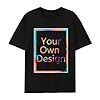 Custom Cotton T-Shirt - Personalised Front and Back T Shirt with Your Image/Logo/Photo/Text, Short Sleeve Crew Neck Tee Shirt for Men/Women Classic fit Schwarz 3XL #3