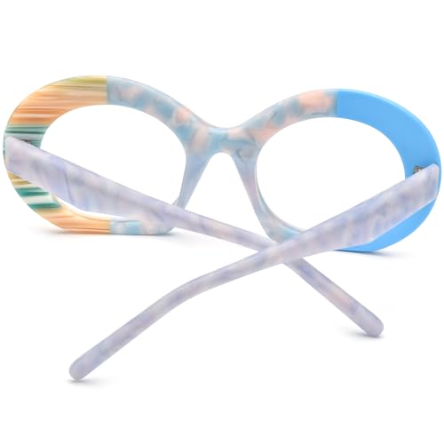 Image of HEPIDEM Multicolor Acetate Glasses Frame Women,Oversize Round Optical Eyeglasses 9345