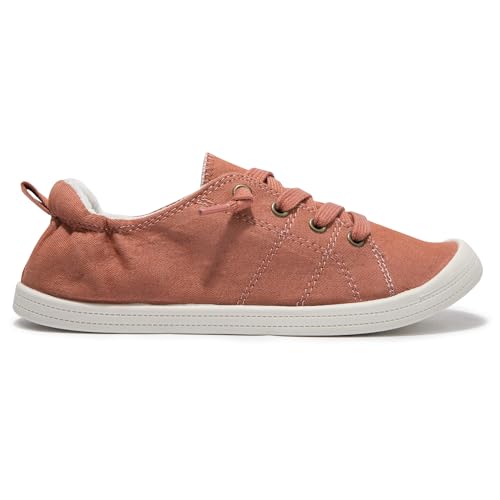 Image of FUNKYMONKEY Slip-On Canvas Sneakers for Women, Comfortable Lightweight Lace-Up Flat Casual Tennis Shoes Breathable Walking Shoes for Everyday Wear
