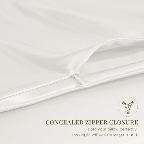 Image of THXSILK Mulberry Silk Pillowcase King Size, Set of 2 Pillowcases, Pillow Cover with Hidden Zipper, Soft Smooth Cooling Pillowcases for Hair and Skin, Gift for Women Men, White