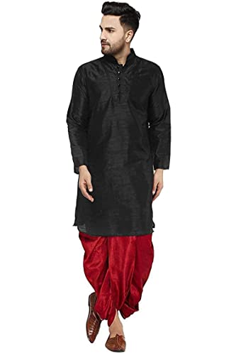 Dhoti kurta homme soie Royal Kurta vêtement indien traditionnel noir taille 44