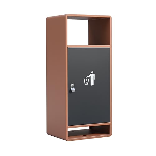 Image of Commercial Outdoor Trash Can with Lid,Rust-Resistant Waterproof Windproof Garbage Can with Removable Inner Barrel, Lockable Stainless Steel Trash Bin for Patio Hotel Park Garden