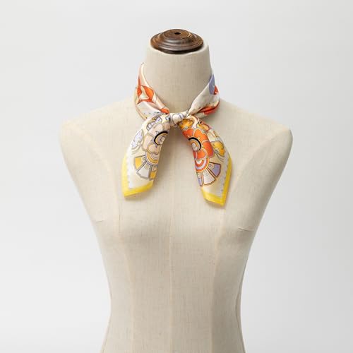 100% Mulberry Silk Scarf for Women, Small Square Satin Scarf for Neck Head Hair Handbag 21"x21" 5