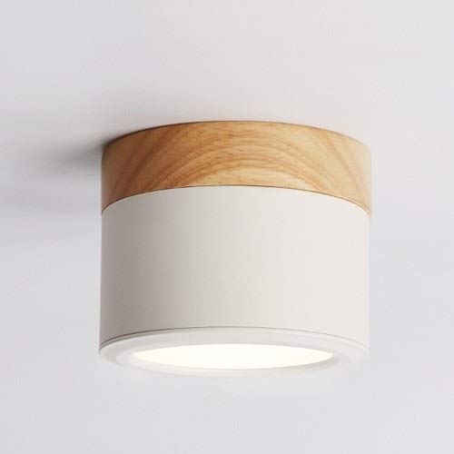 Bwldma Nórdico creativo de madera maciza mazorca pequeña foco moderno5w montado en la pared downlight porche balcón corredor lámpara de techo instalación de superficie led techo luz caliente blanco lu Cover