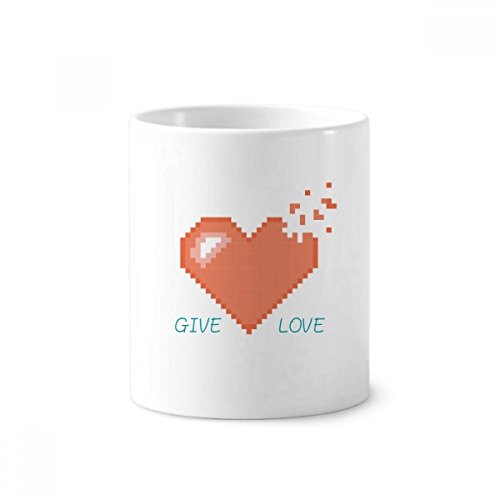 Tasse blanche pixel Céramique pour stylos et brosses - Gobelet 350ml design Coeur pour le bureau