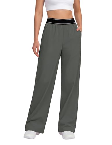 BMJL Womens Track Pants Loose Straight Leg Workout Pants Elastic Waist Lightweight Trousers Summer 2026(M,Army Green)