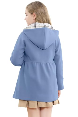 Image of Betusline Girls' Dress Coat, Kids Hoodie Wool Blend Coats Fall Winter Outerwear Peacoat,2-14 Years