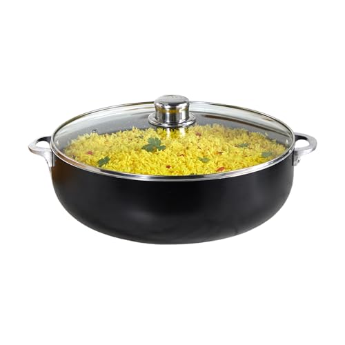 IMUSA 6.9Qt Bistro-Cera Aluminum Speckled Black Ceramic Caldero with Glass Lid, Nonstick Dutch Oven Pot for Rice, Family Meals, and Traditional Cooking, Black   IMUSA 6.9Qt Bistro-Cera Aluminum Speckled Black Ceramic Caldero with Glass Lid, Nonstick Dutch Oven Pot for Rice, Family Meals, and Traditional Cooking, Black