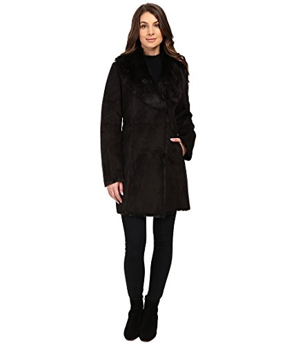 Marc New York by Andrew Marc Sarah Faux Suede/Fur Coat Black Women's Coat