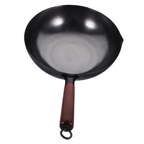 Wok tradicional de hierro forjado PRETYZOOM con mango ergonómico miniatura 1