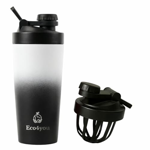 Botella mezcladora de acero inoxidable duradera con diseño bicolor elegante 2